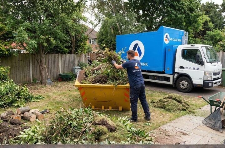 We Clear Junk team collecting garden waste outside London home