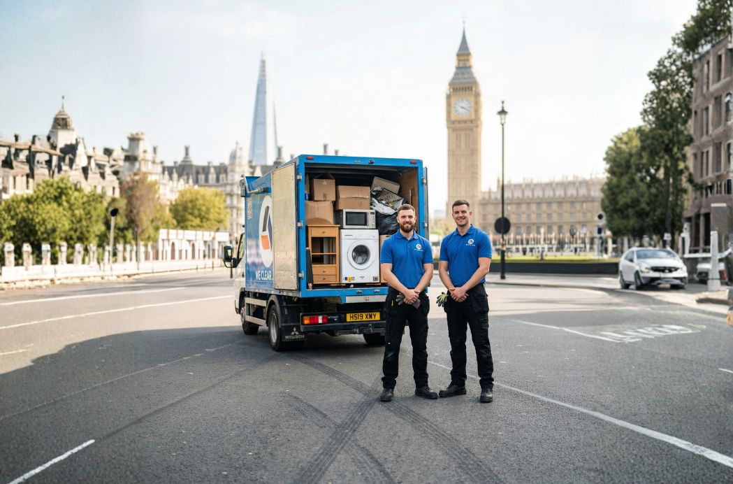 We Clear Junk same day man and van rubbish removal truck with Big Ben London