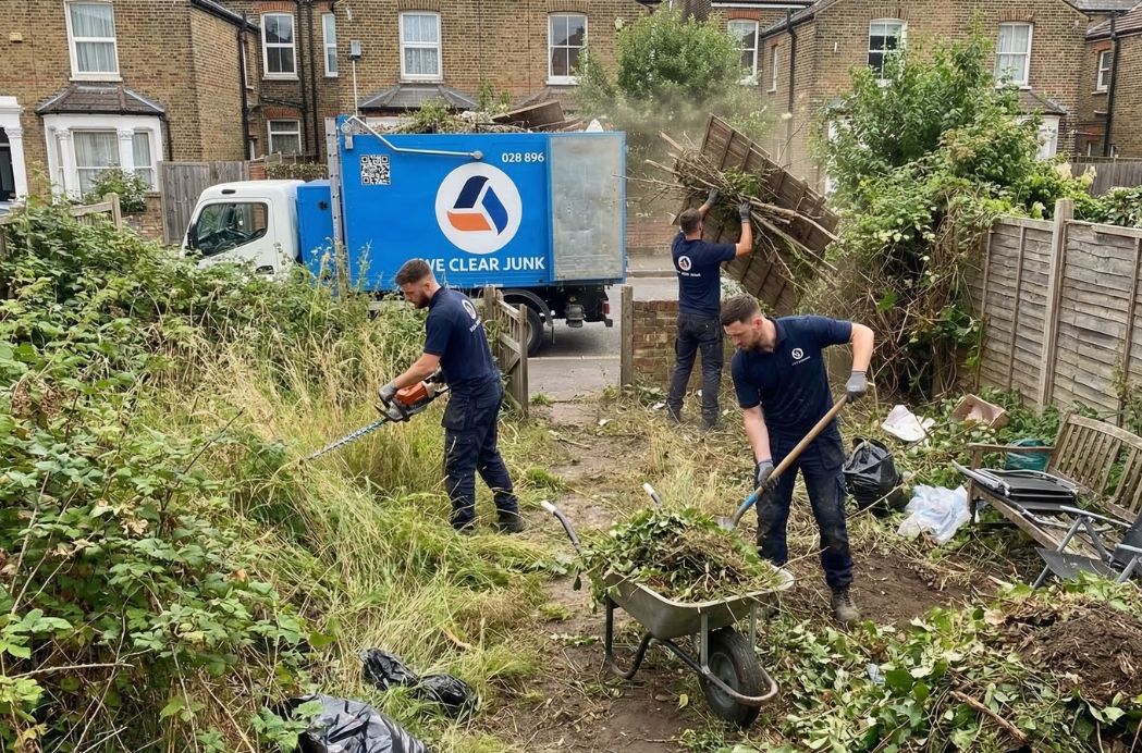We Clear Junk team removing garden waste and junk from London property