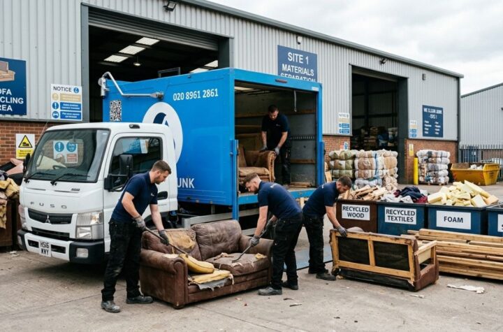 We Clear Junk team loading sofa for recycling in UK